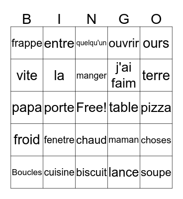 Boucles Violettes Bingo Card