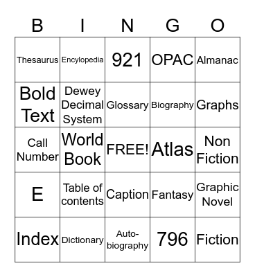 Library Bing Bingo Card