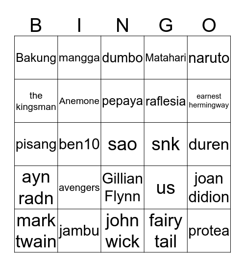 KJIWONTH  Bingo Card