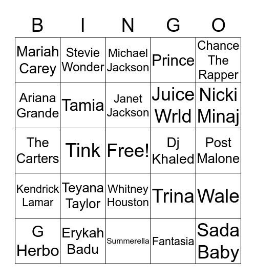 Trap Bingo Round 4 Freestyle  Bingo Card