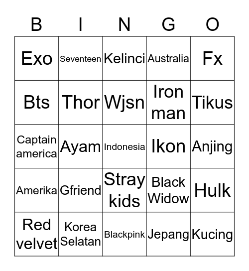 Punya Gia Bingo Card