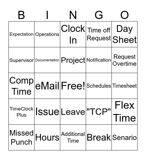 TCP Bingo Card