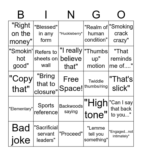 RCII Bingo Card