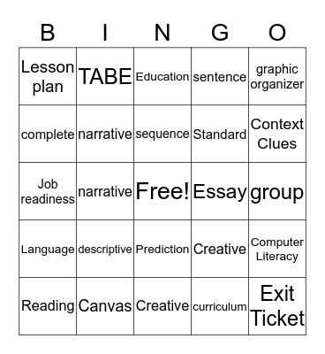 RLA Bingo Card