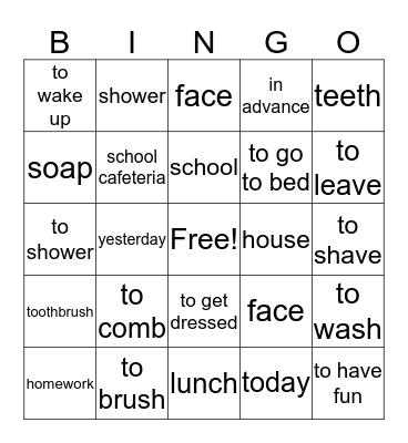 Les Préparations pour L’école Bingo Card