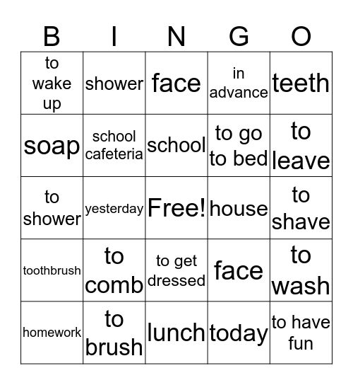 Les Préparations pour L’école Bingo Card