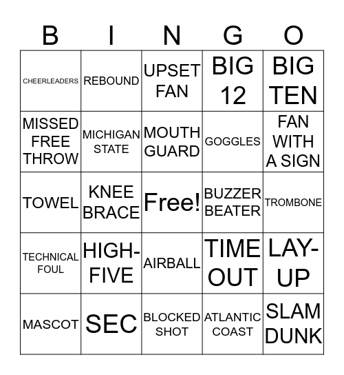 BASKETBALL Bingo Card