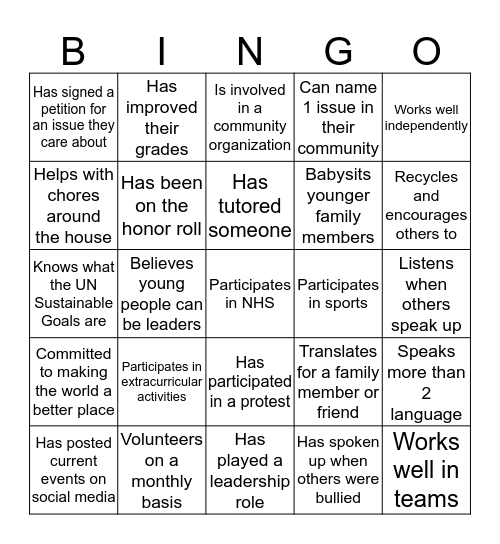 Leadership Bing0 Bingo Card