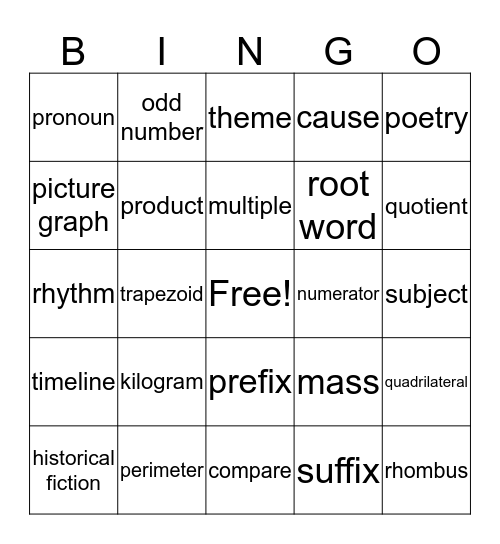 PSSA Bingo #2 Bingo Card