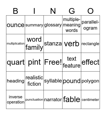 PSSA Bingo #4 Bingo Card