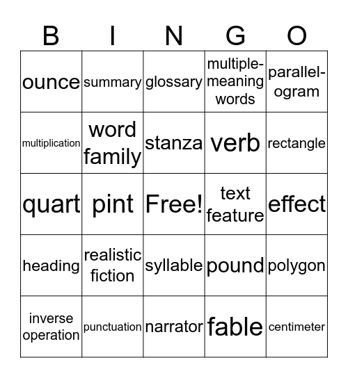 PSSA Bingo #4 Bingo Card