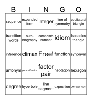 PSSA Bingo #7 Bingo Card