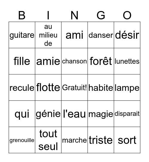 Louis La Grenouille Bingo Card
