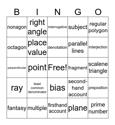 PSSA Bingo #8 Bingo Card
