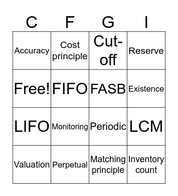 INVENTORY BINGO Card
