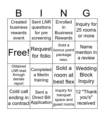 Sales Bingo! Bingo Card