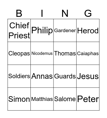 Easter Individuals Bingo Card