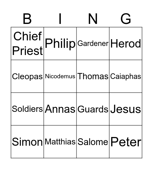 Easter Individuals Bingo Card