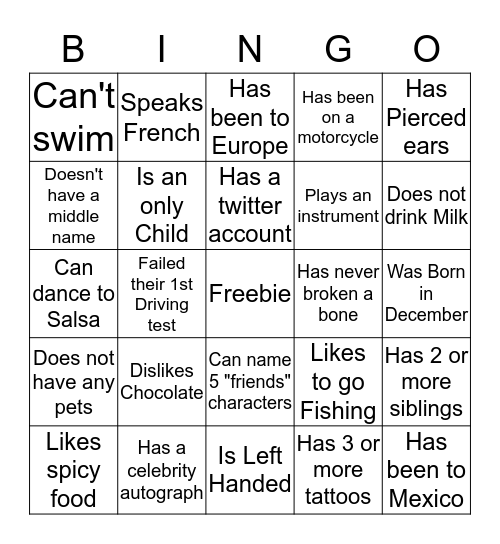 Saltwater Bingo Card