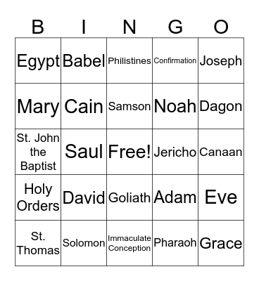 Faith Formation Bingo! Bingo Card