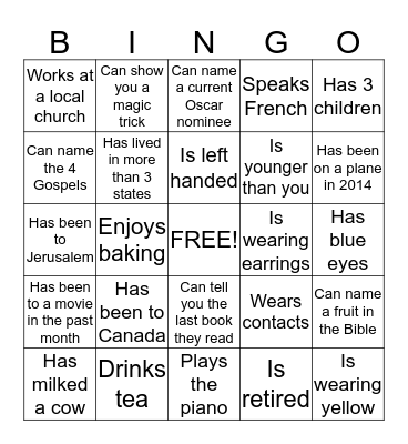 CEF Bingo Card