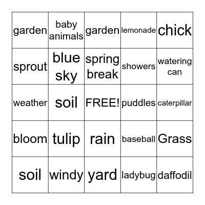 SPRING  BINGO    Bingo Card