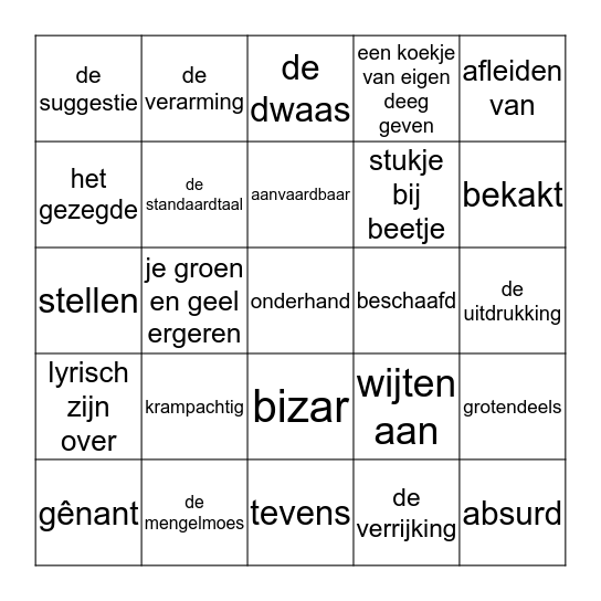 Thema 6 groep 7 Taalactief Bingo Card