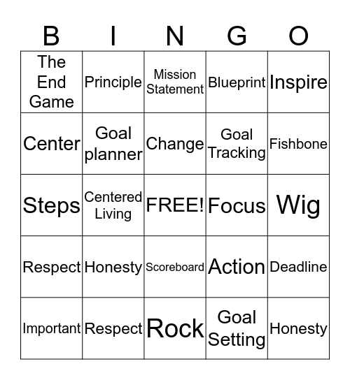 My Goal Vocabulary Bingo Card