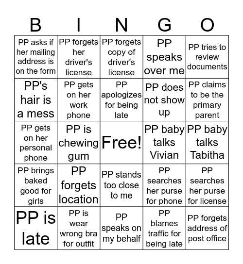 PP Passport Bing Bingo Card