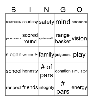 first tee Bingo Card