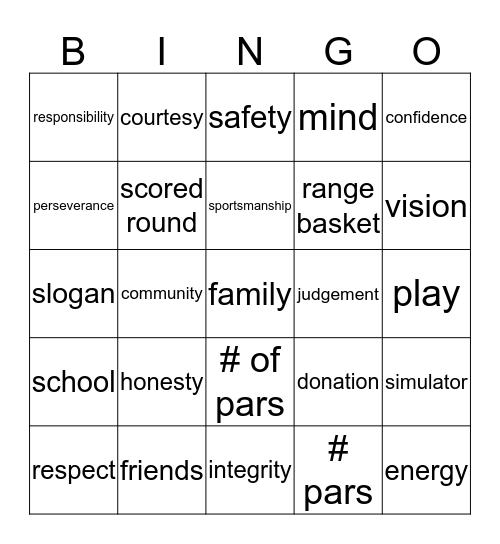 first tee Bingo Card