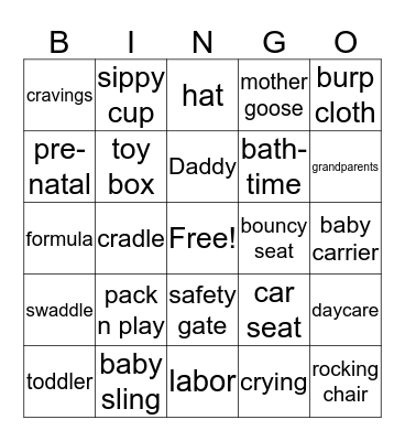Briyonna & Darren's Shower Bingo Card
