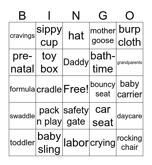 Briyonna & Darren's Shower Bingo Card