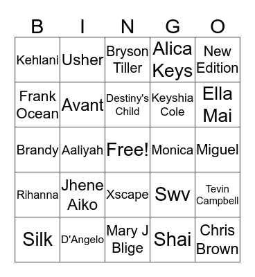 R & B Round 3 Bingo Card