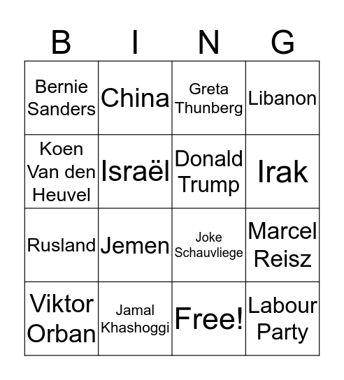 Actualiteit Bingo Card