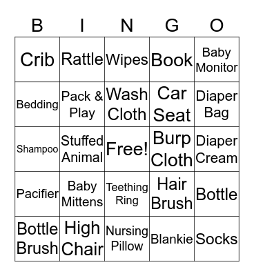 Baby Bingo Card