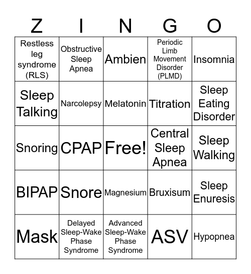 Wise Health System: Sleep Wellness Center Bingo Card