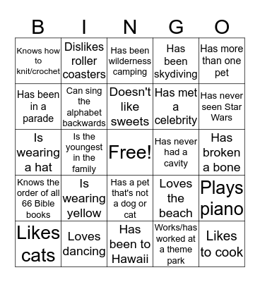 People BINGO Card