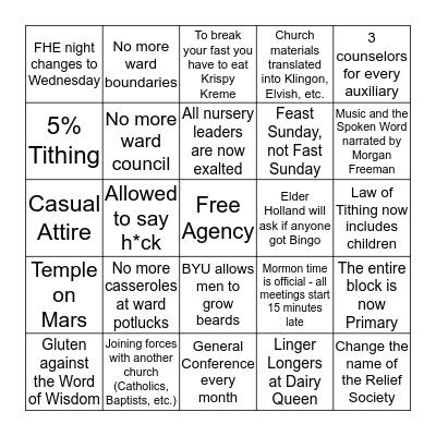Conference Changes Bingo Card