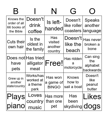 People BINGO Card