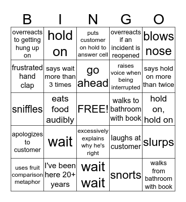 Tech Support Bingo Card