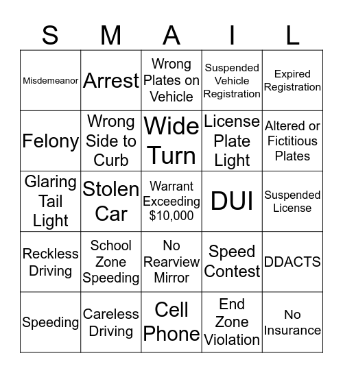 Smail Bingo Card