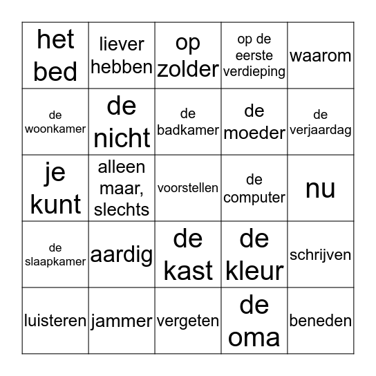 Chapitre 3 En famille Bingo Card