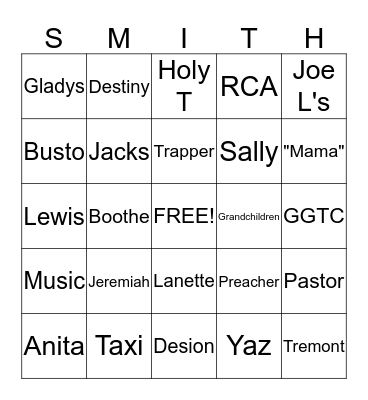 Family BIngo Card
