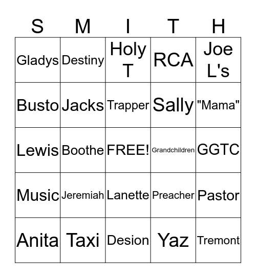 Family BIngo Card