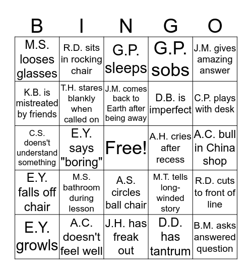 Surviving the Remainder of 2018/2019 Bingo Card