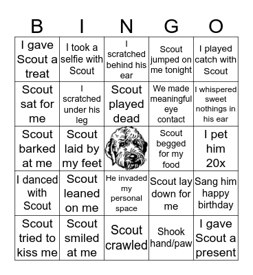 Scout's Birthday Bingo Card