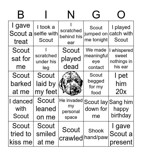 Scout's Birthday Bingo Card