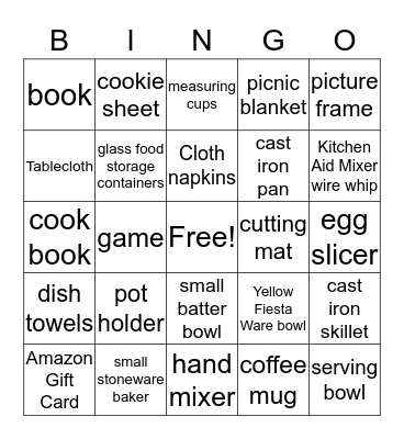 Wedding Shower Bingo Card