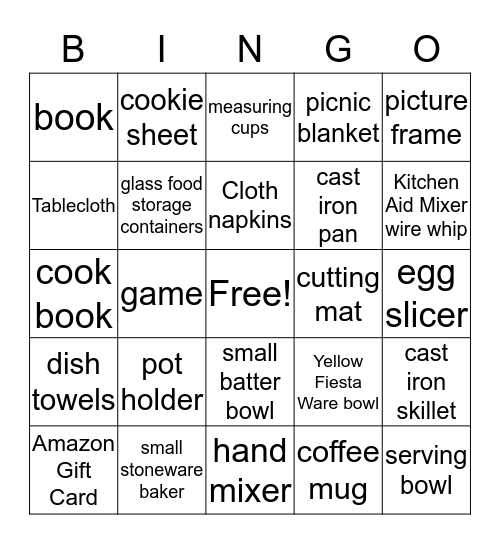 Wedding Shower Bingo Card